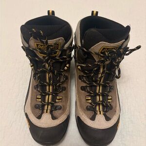 Asolo Brown and Black Hiking Boots with Yellow Highlights